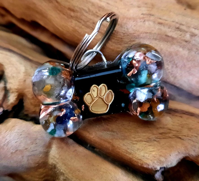 Secret Synergy Stone EMF 5G Protection Pet Charm | Shungite Dog Bone PawPrint