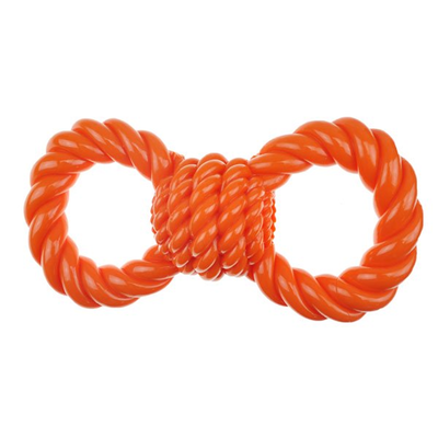 Infinity TPR Figure 8 Dog Tug and Fetch Toy – Durable Orange Rubber