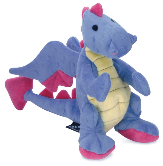 goDog Dragon w/Chew Guard Periwinkle Plush Dog Toy, Small