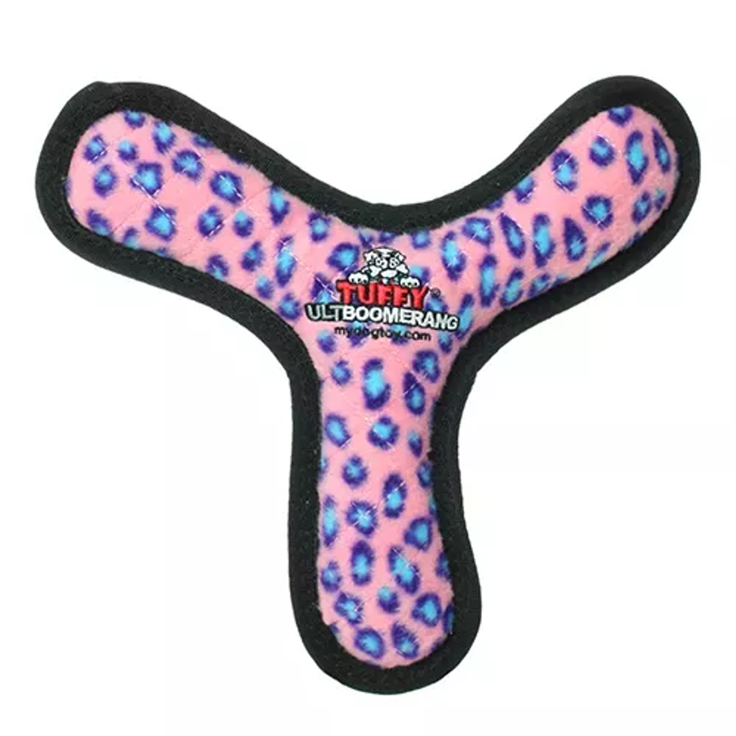 Tuffy Ultimate Boomerang Dog Toy – Large Pink Leopard Interactive Toy
