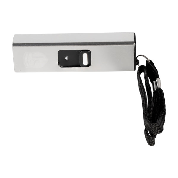 Slider Mini Stun Gun Flashlight, Silver Aluminum