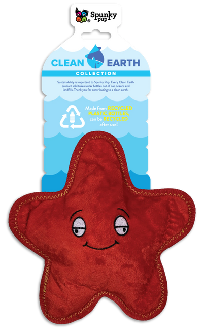 Spunky Pup Clean Earth Starfish Small Recycled Plush Squeaky Dog Toy