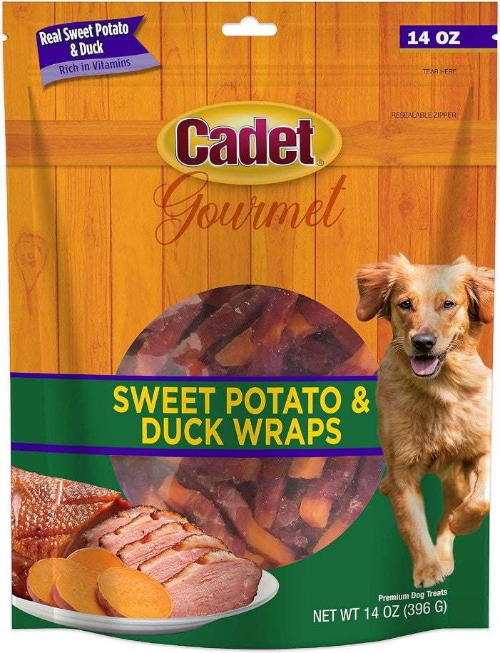 Cadet Gourmet Sweet Potato and Duck Wraps for Dogs, 14 oz