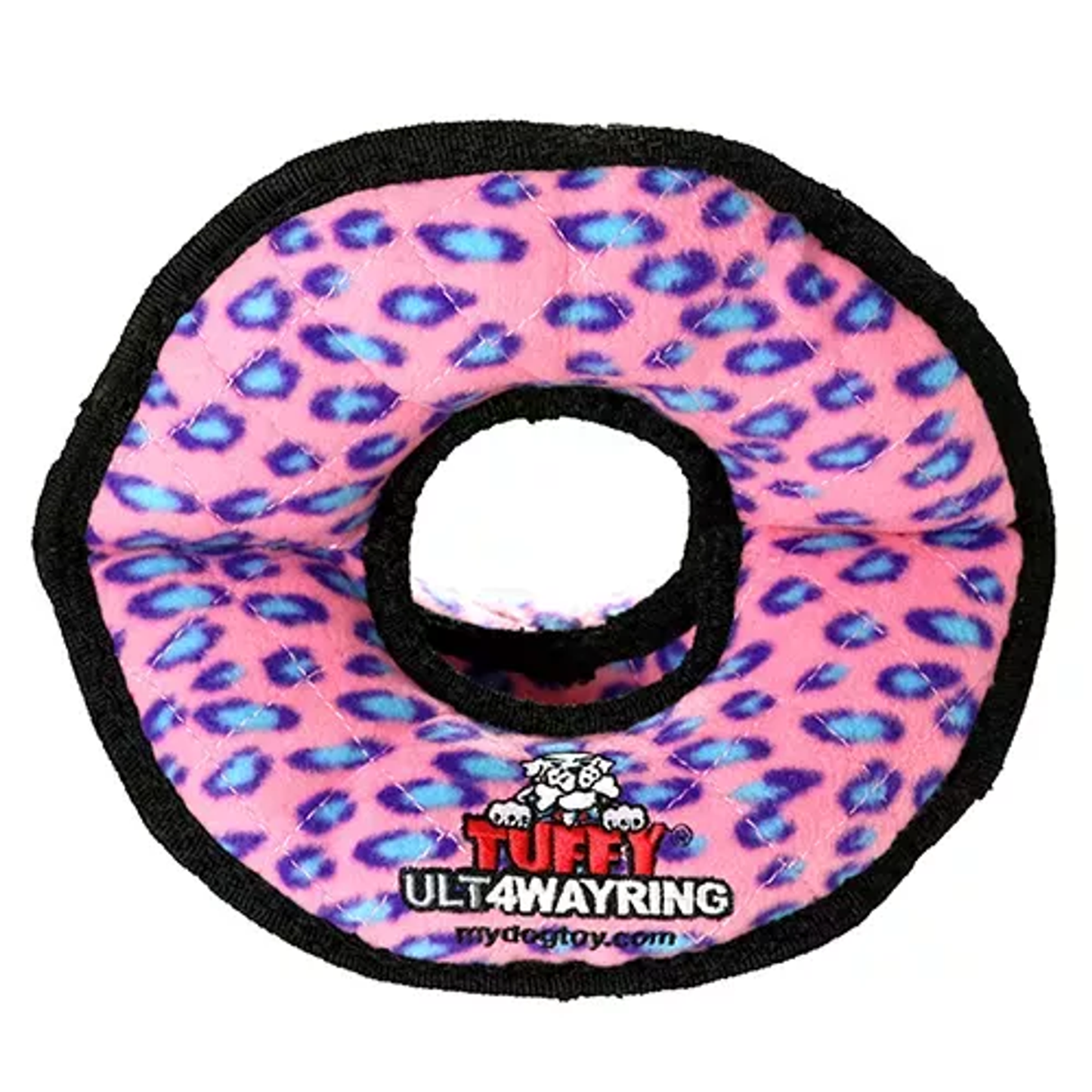 Tuffy Ultimate 4-Way Ring Dog Toy – Pink Leopard Durable Interactive Tug