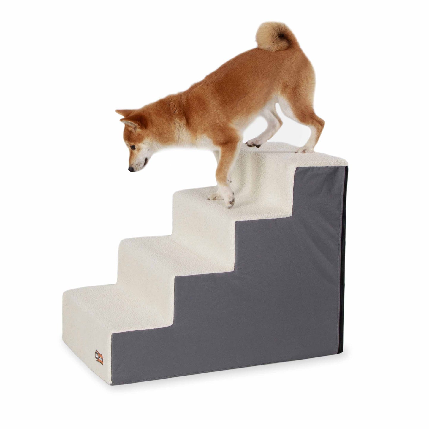 K&H Pet Products 4-Step Collapsible Dog and Cat Stairs – Gray Fleece