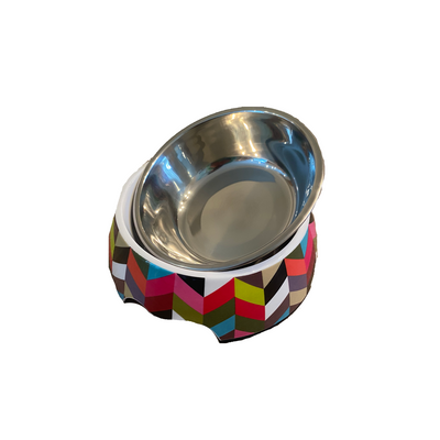 Cutie Ties Picasso Dog Bowl | Stainless Steel & Melamine - Medium