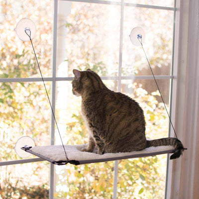 K&H Pet Products Window Lounger Cat Perch – Foldable Hammock, Natural