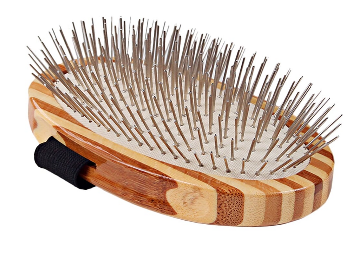 Bass Brushes- Style & Detangle Pet Brush, Striped Bamboo