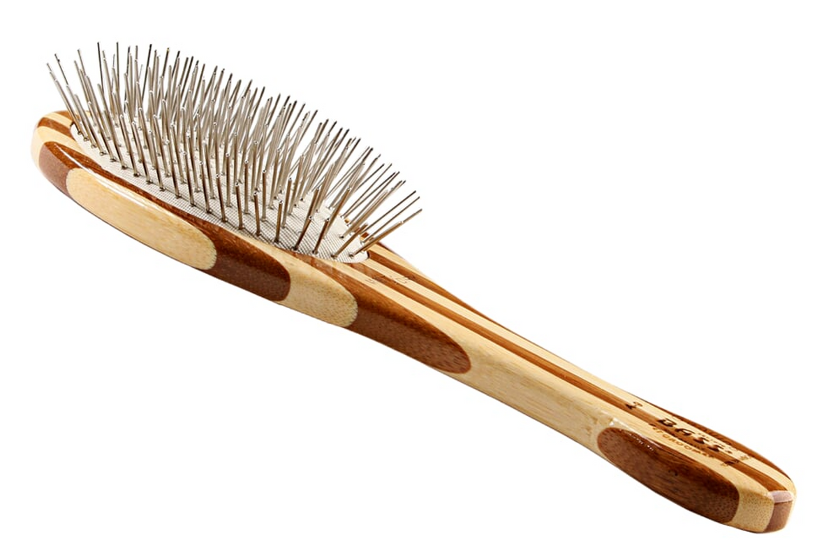 Bass Brushes- Style & Detangle Pet Brush, Medium, Striped Bamboo