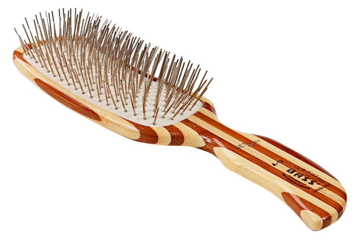 Bass Brushes- Style & Detangle Pet Brush, Striped Bamboo1