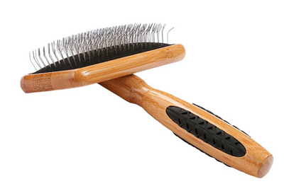 Bass Brushes- De-matting Pet Brush Slicker Style, Medium, Dark Bamboo
