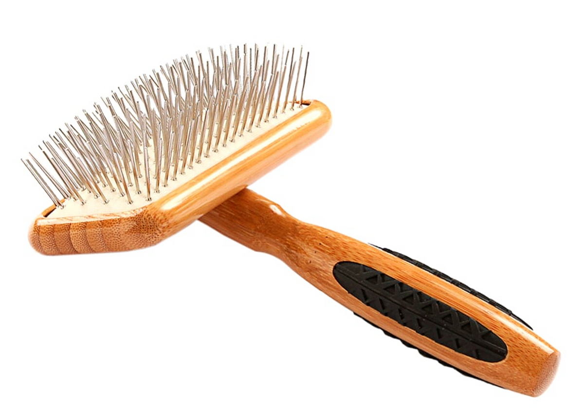 Bass Brushes- Shine & Condition Pet Brush, Medium, Dark Bamboo