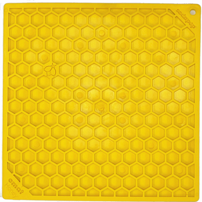 SodaPup Honeycomb Lick Mat – Large Yellow Dog Enrichment Feeding Mat
