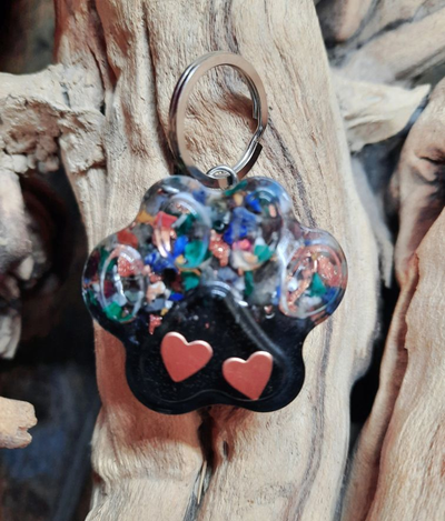Secret Synergy Stone EMF 5G Protection Pet Charm | Paw Print & Hearts