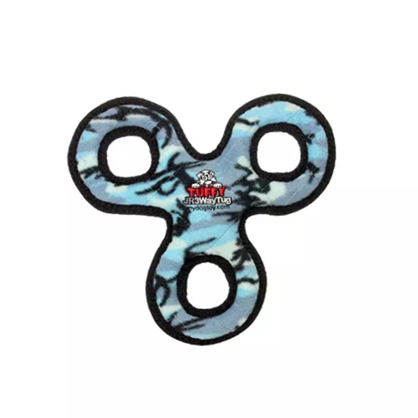 Tuffy Jr 3-Way Tug Dog Toy – Camo Blue Interactive Floating Tugger