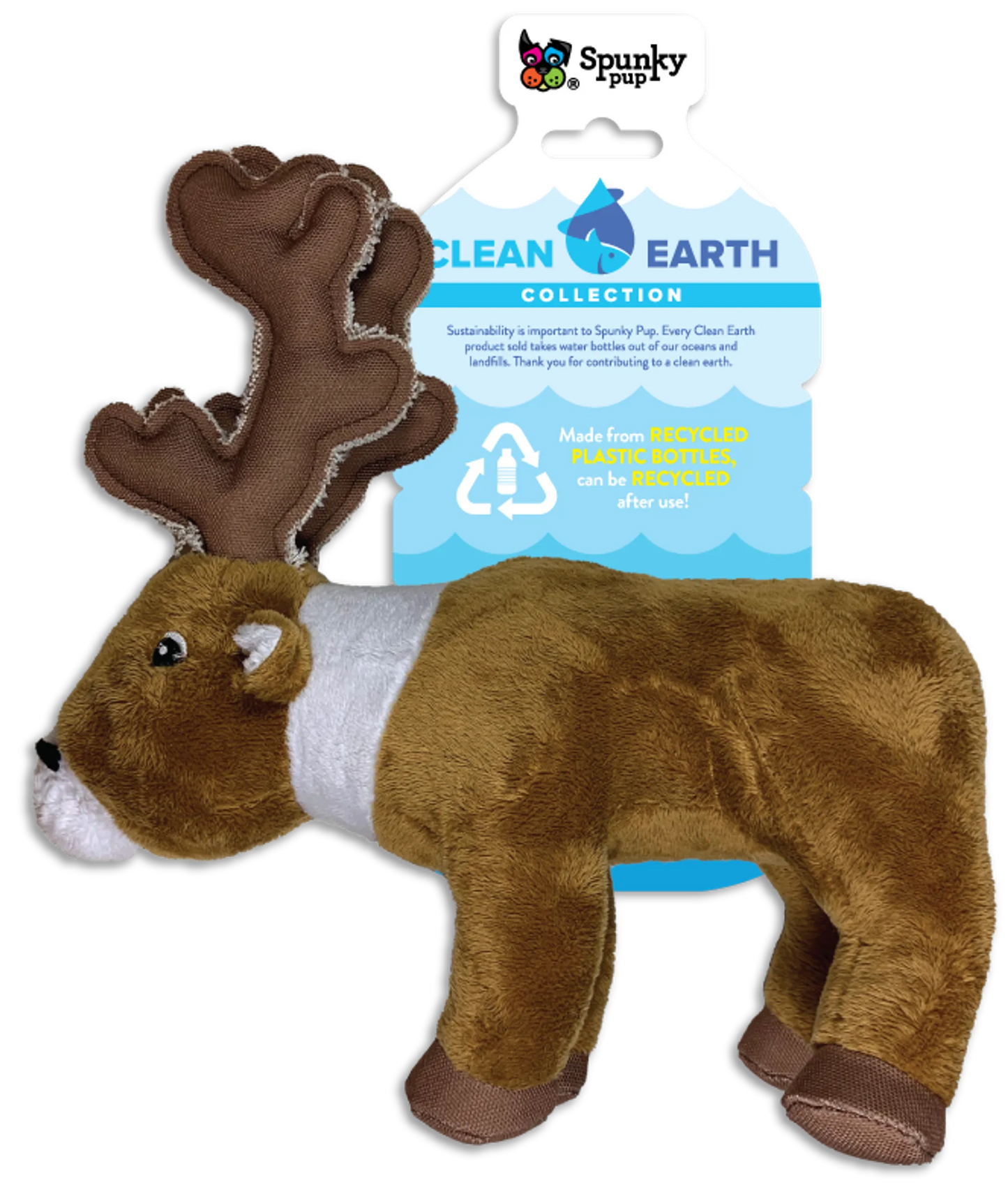 Spunky Pup Clean Earth Recycled Plush Caribou Dog Toy - Large