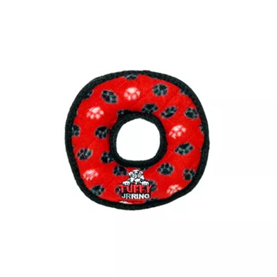 Tuffy Jr Ring Paw Durable Dog Toy – Red Interactive Tug Toy