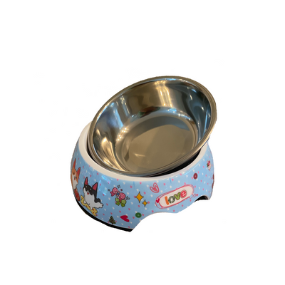 Cutie Ties Corgi Dog Bowl – Small Stainless Steel and Melamine Bowl