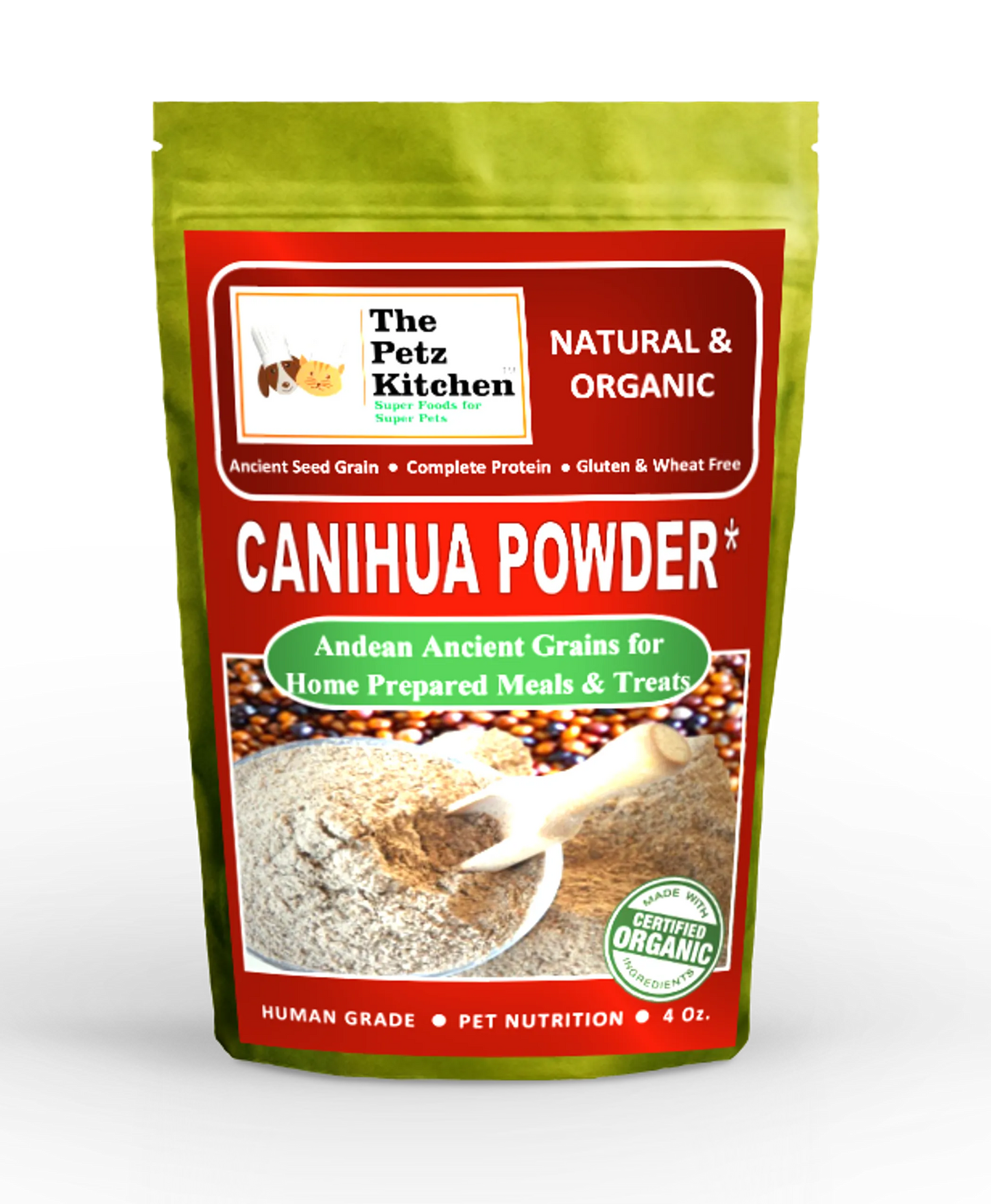 The Petz Kitchen Organic Canihua Flour - Gluten Free Pet Superfood, 4 Oz