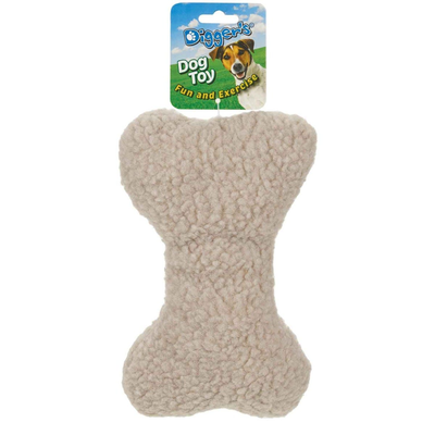 Digger's Woolly Bone Plush Dog Toy with Squeaker – 9 Inch Soft Toy