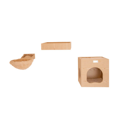 Armarkat Wall Tree W1907B – Natural Wood Cat Condo and Soft Perch