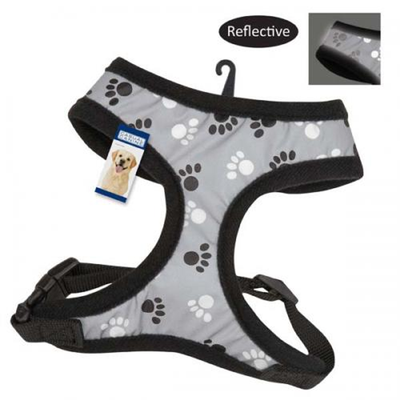Casual Canine Reflective Pawprint Dog Harness – Large Black – Pet Edge