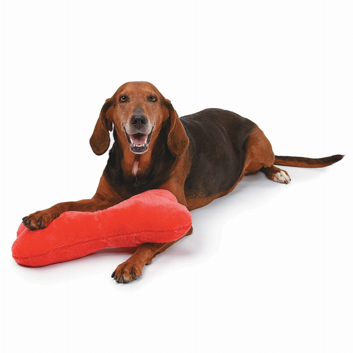Pet Edge Mega Color Plush Bone Dog Toy - Red Large 16.5 Inch