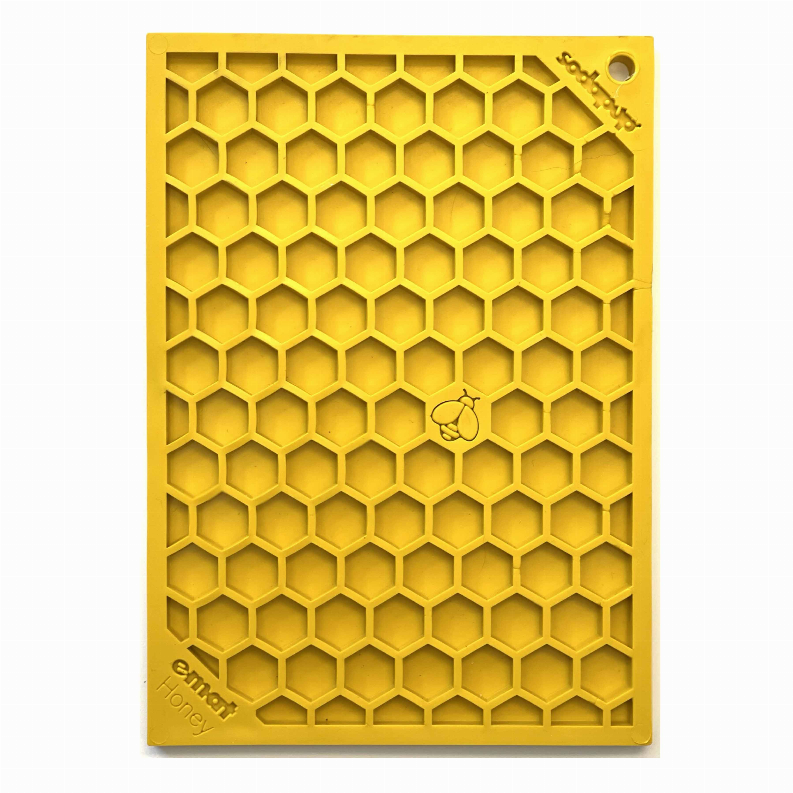 Honeycomb Design Emat Enrichment Lick Mat, Small, Yellow