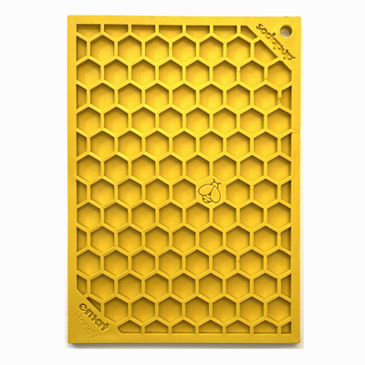 SodaPup Honeycomb Lick Mat – Small Yellow Dog and Cat Enrichment Mat