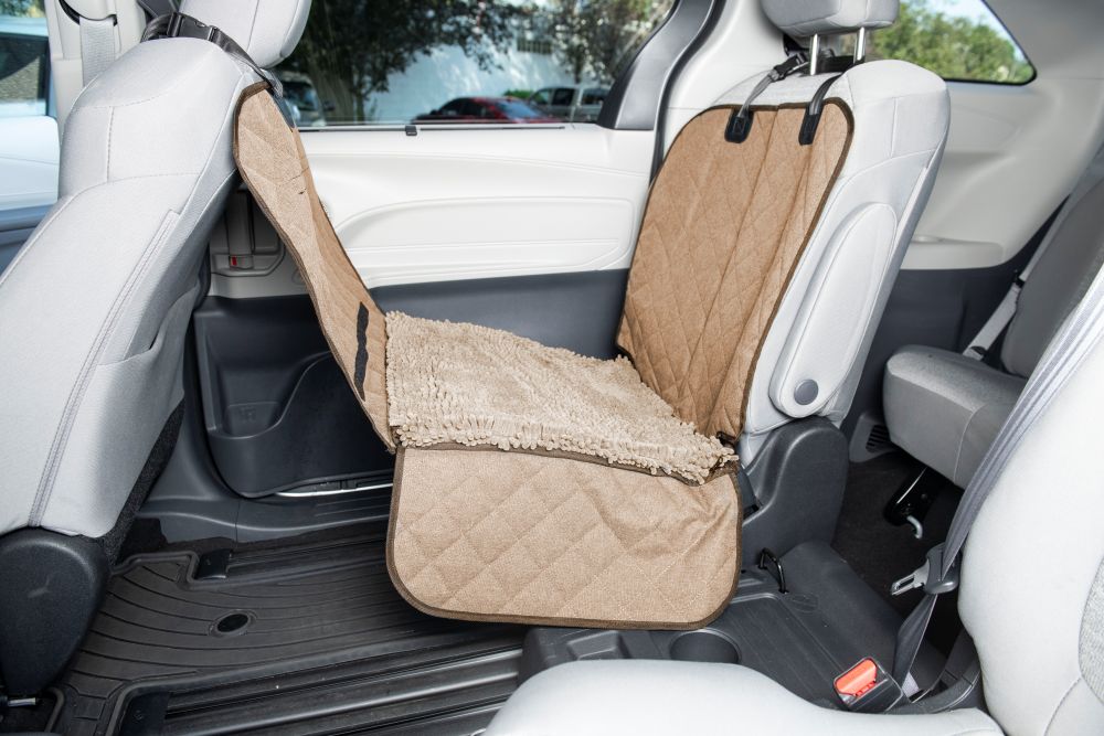 DGS Pet Products Dirty Dog Absorbent Microfiber Car Seat Cover - Tan