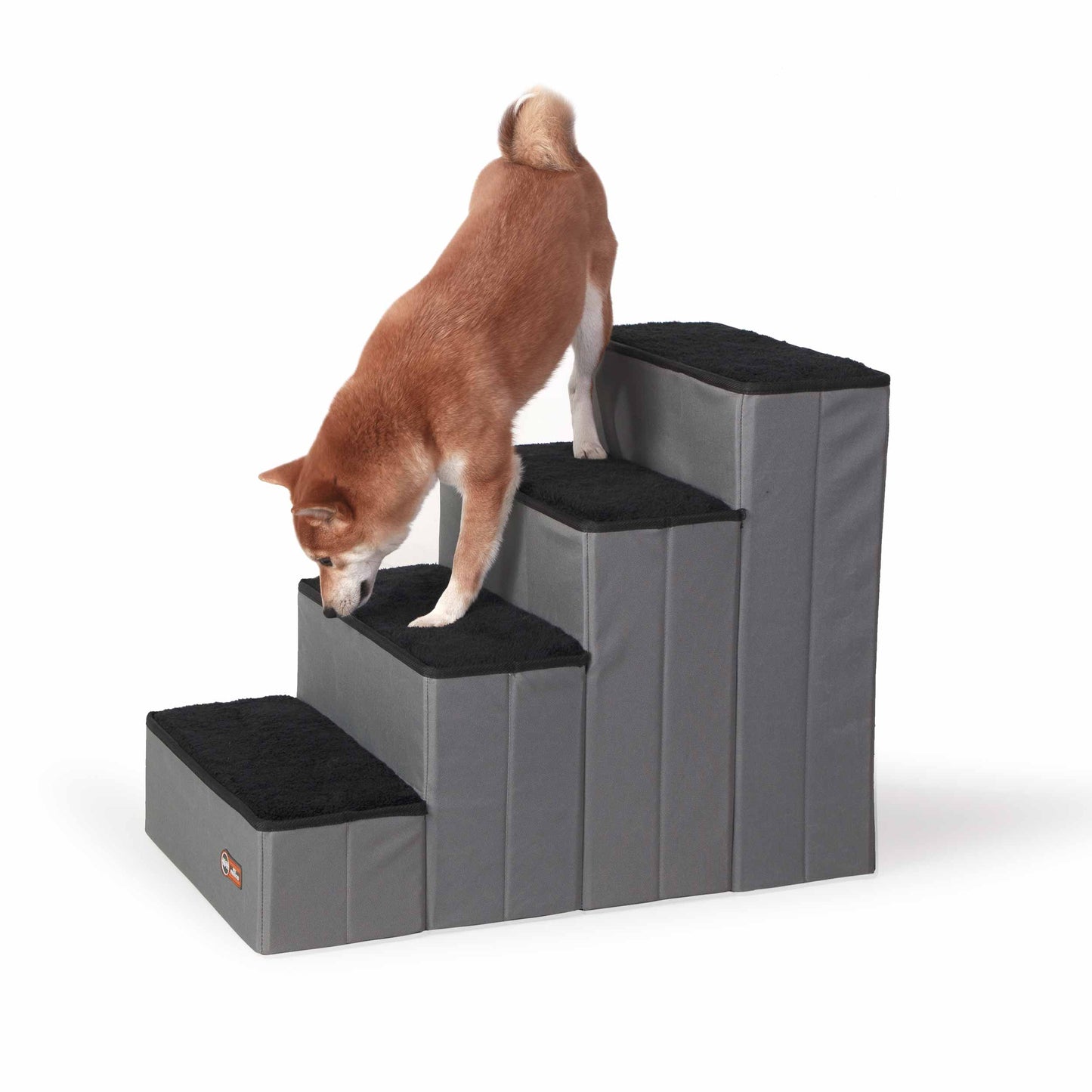 K&H Pet Products 4-Step Pet Stairs with Storage – Gray/Black
