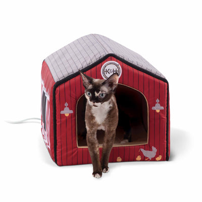 K&H Pet Products Heated Indoor Pet House – Barn Design Red 16x15x14