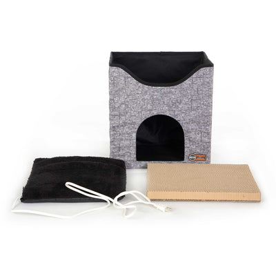 K&H Pet Products Thermo-Kitty Playhouse | Heated Cat Bed & Scratcher