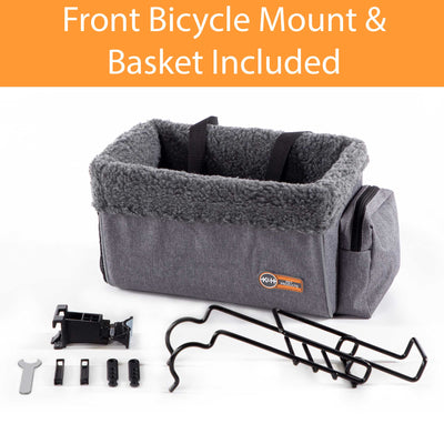 K&H Pet Products Travel Bike Basket for Dogs - Large Gray Polyester