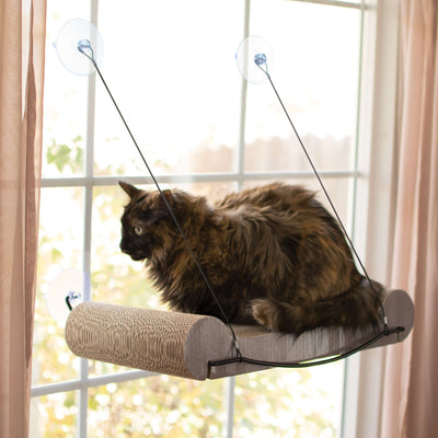 K&H Pet Products EZ Mount Window Cat Scratcher & Kitty Sill – Tan