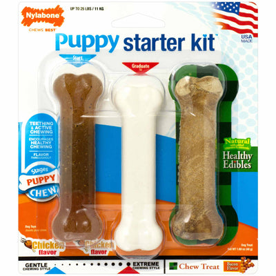 Nylabone Puppy Chew Starter Kit | 3-Pack Teething Bones for Puppies