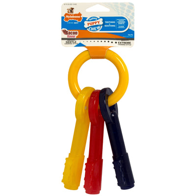 Nylabone Puppy Teething Keys - Large Bacon Flavored Dog Chew Toy