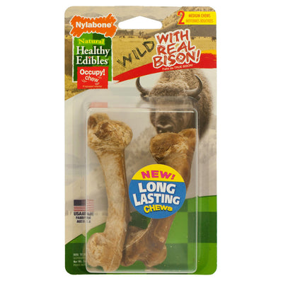 Nylabone Healthy Edibles Wild Bison Dog Treats - Medium, 2 Count