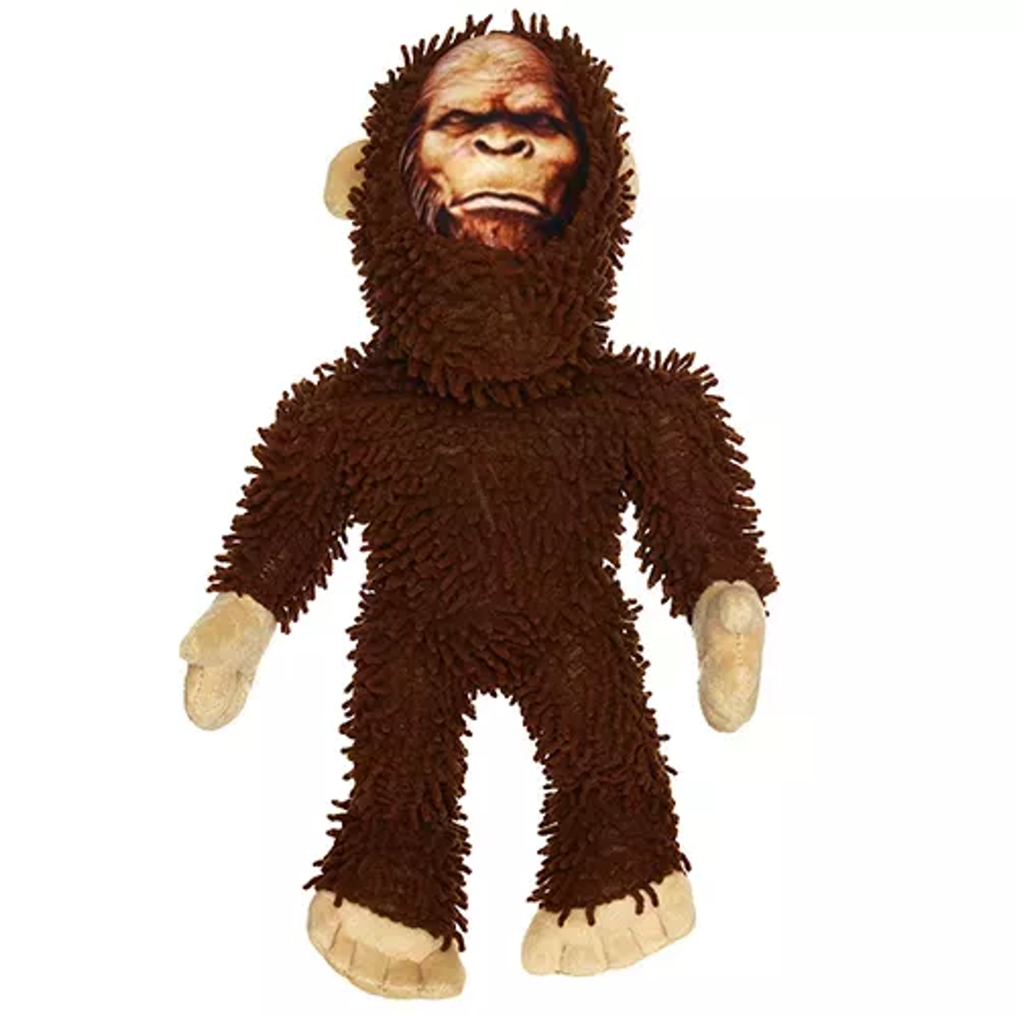 Mighty Micro Bigfoot Squeaky Dog Toy – Durable Brown Microfiber, Large