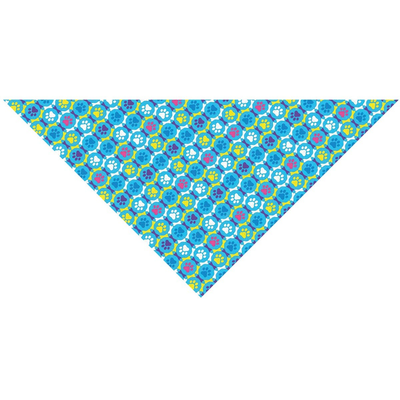 Pet Edge Puppy Paws Dog Bandana | Blue Cotton Fabric | 22 x 22 Inch