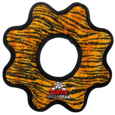 Tuffy Mega Gear Ring Durable Dog Toy – Orange & Black Interactive Tug