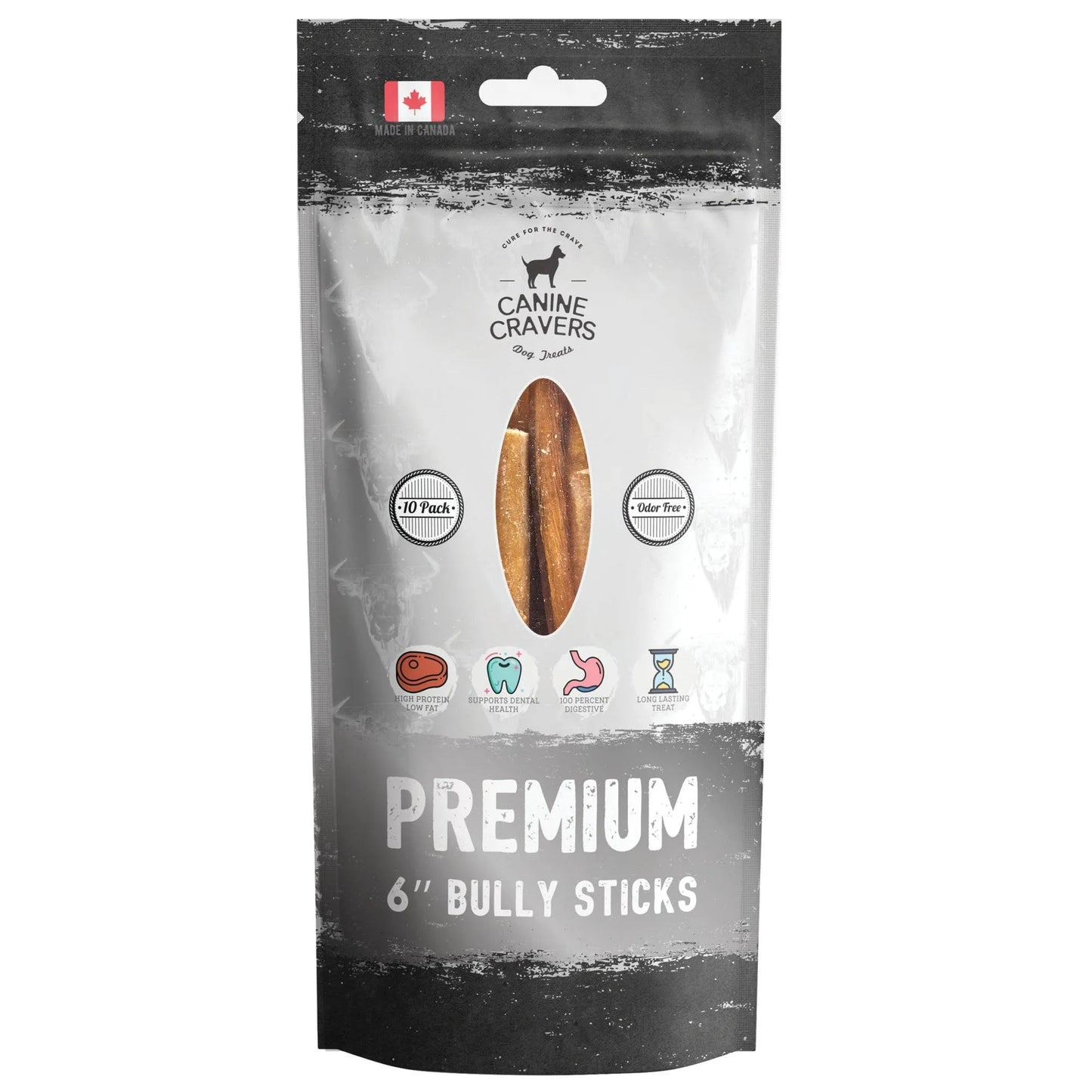 Pure Pals Premium Beef Bully Sticks – 6 Inch Odor-Free Dog Chews