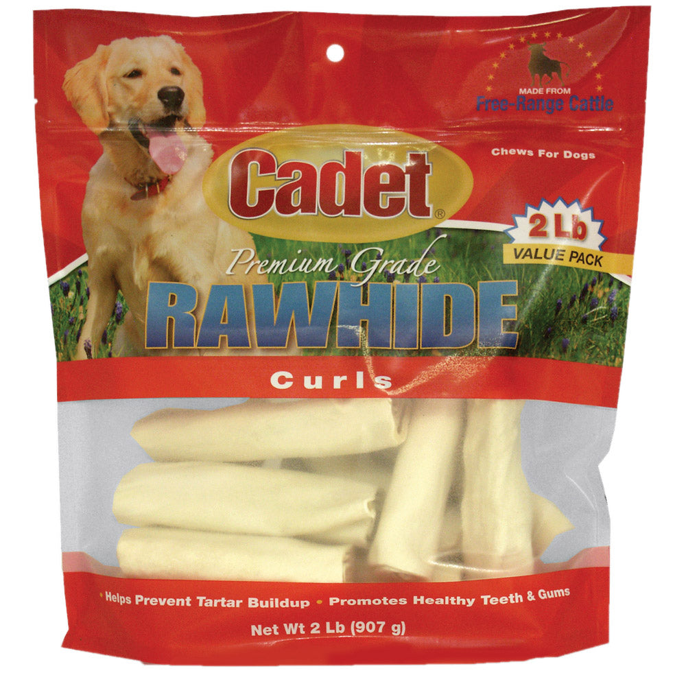Cadet Rawhide Curls – Natural Long-Lasting Dog Chews, 2 Pound Bag