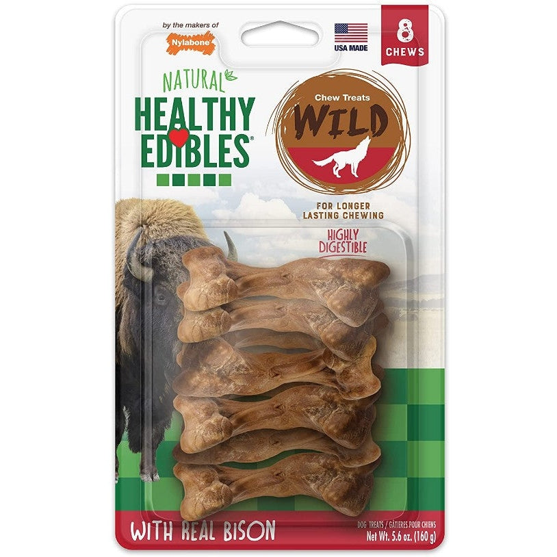 Nylabone Healthy Edibles Wild Bison Dog Chew Treats, Small, 8 Count