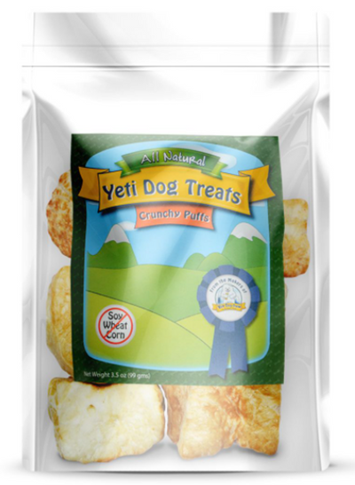 Yeti Crunchy Puffs – All Natural USA Baked Dog Treats, Yellow, 3.5 oz