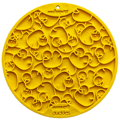 SodaPup Duckies Enrichment Lick Mat with Suction Cups for Dogs – Yellow