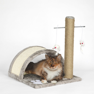 MT Paw Cat Bridge & Scratcher Pole β Sisal Rope Post with Hanging Toys