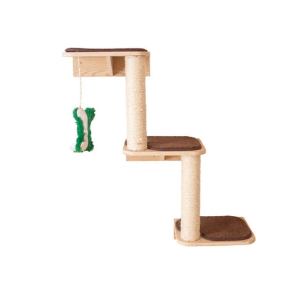 Armarkat Wall-Mounted Cat Steps | 3-Tier Wood Climber with Scratching Posts