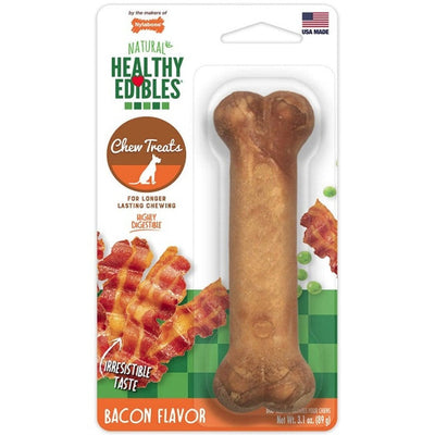 Nylabone Healthy Edibles Bacon Dog Chews | Natural Wolf Size, 1 Count