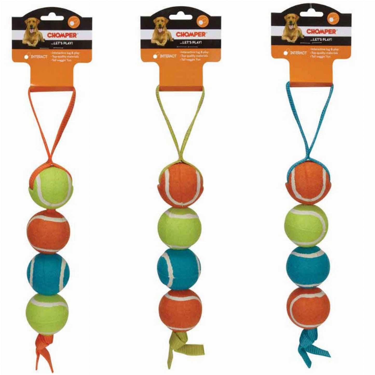 Pet Edge CHP 4 Stacked Tennis Nylon Tug Dog Chew Toy – Durable Nylon